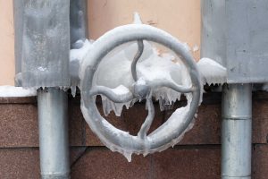 frozen pipe with icicles on a handle