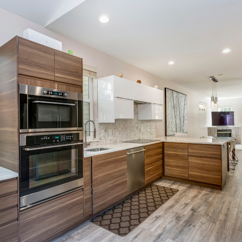 Modern kitchen remodel in Las Vegas with sleek cabinets and quartz countertops
