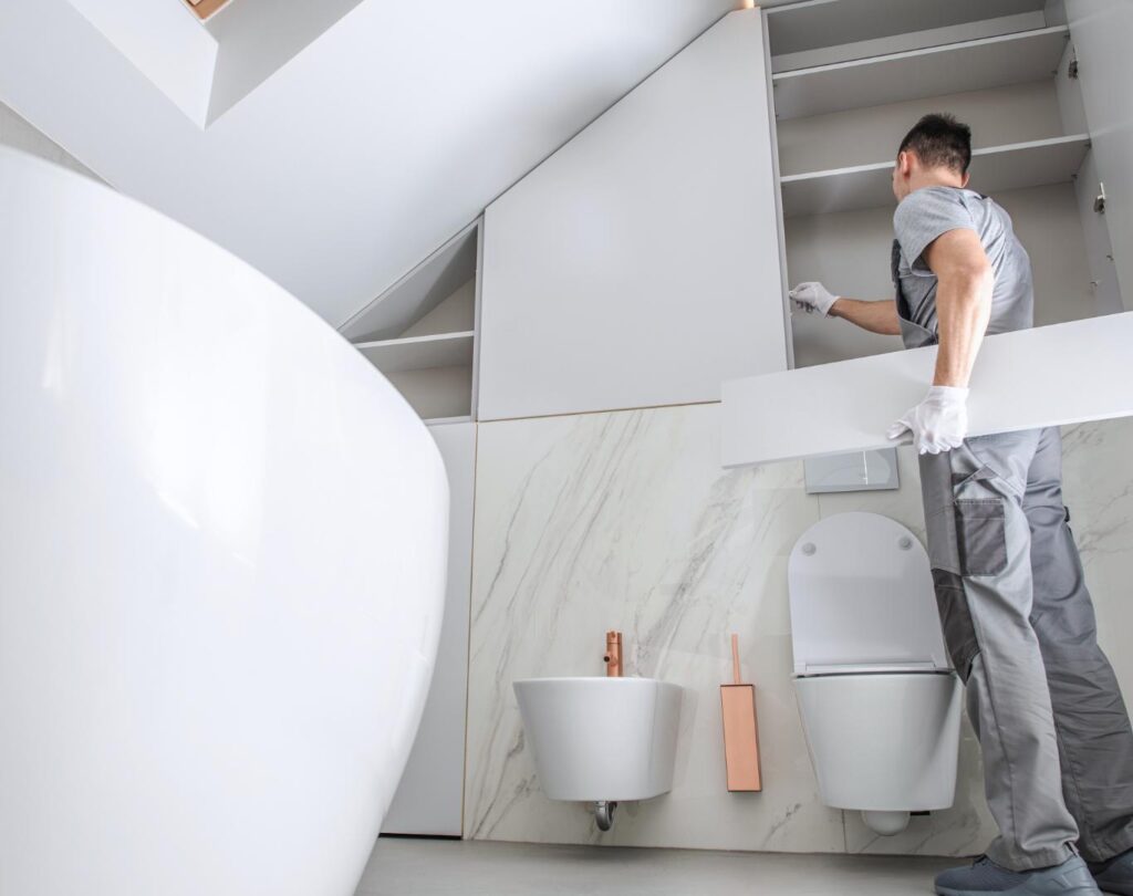 Residential bathroom renovation services in Henderson, NV upgrading fixtures, lighting, and storage space