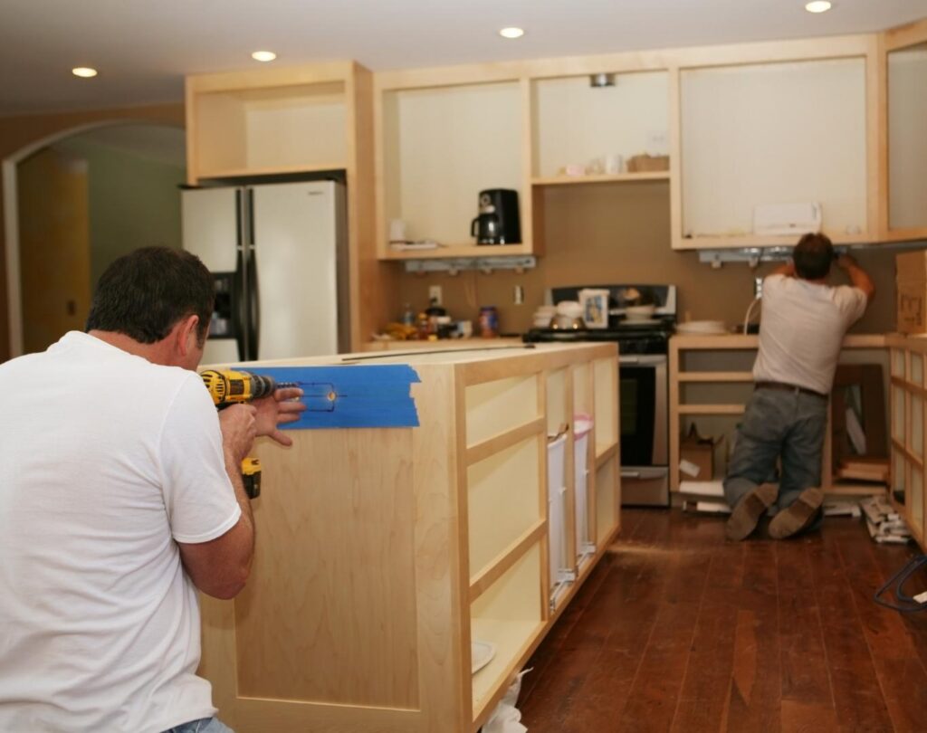 Kitchen remodeling near me in Paradise, NV featuring a redesigned island and updated cabinetry